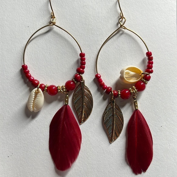 Jewelry - Red Oval Drop Earrings
